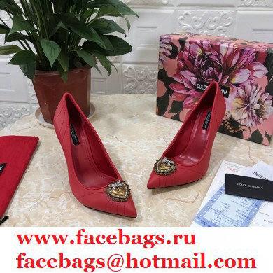 Dolce  &  Gabbana Heel 10.5cm Quilted Leather Devotion Pumps Red 2021